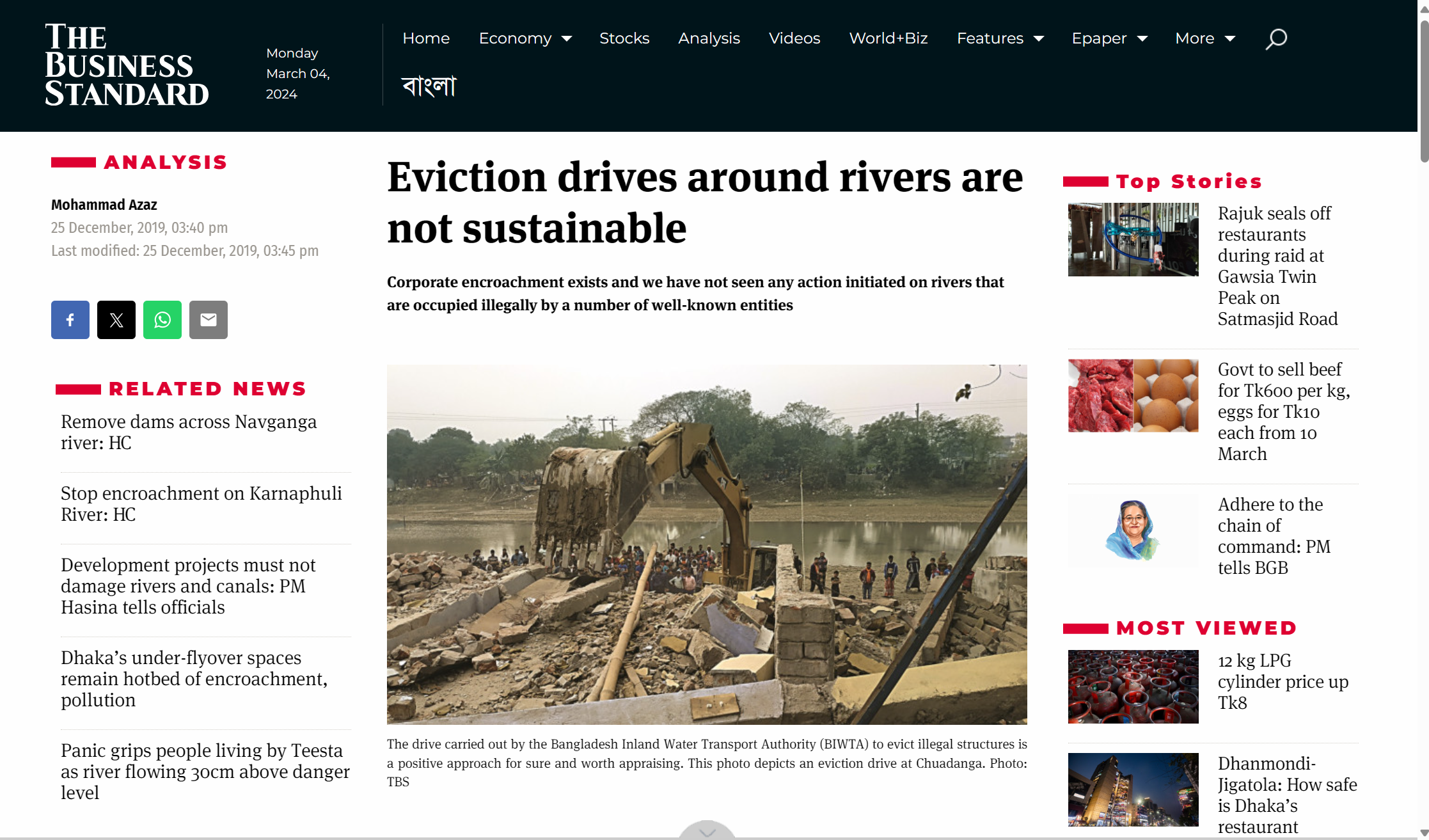 Eviction drives around rivers are not sustainable.